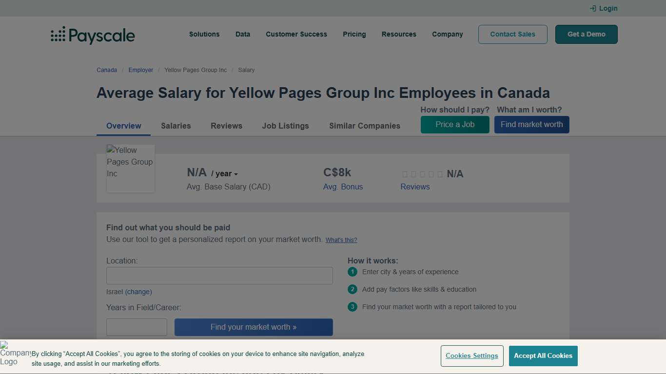 Average Yellow Pages Group Inc Salary in Canada in 2026 | PayScale